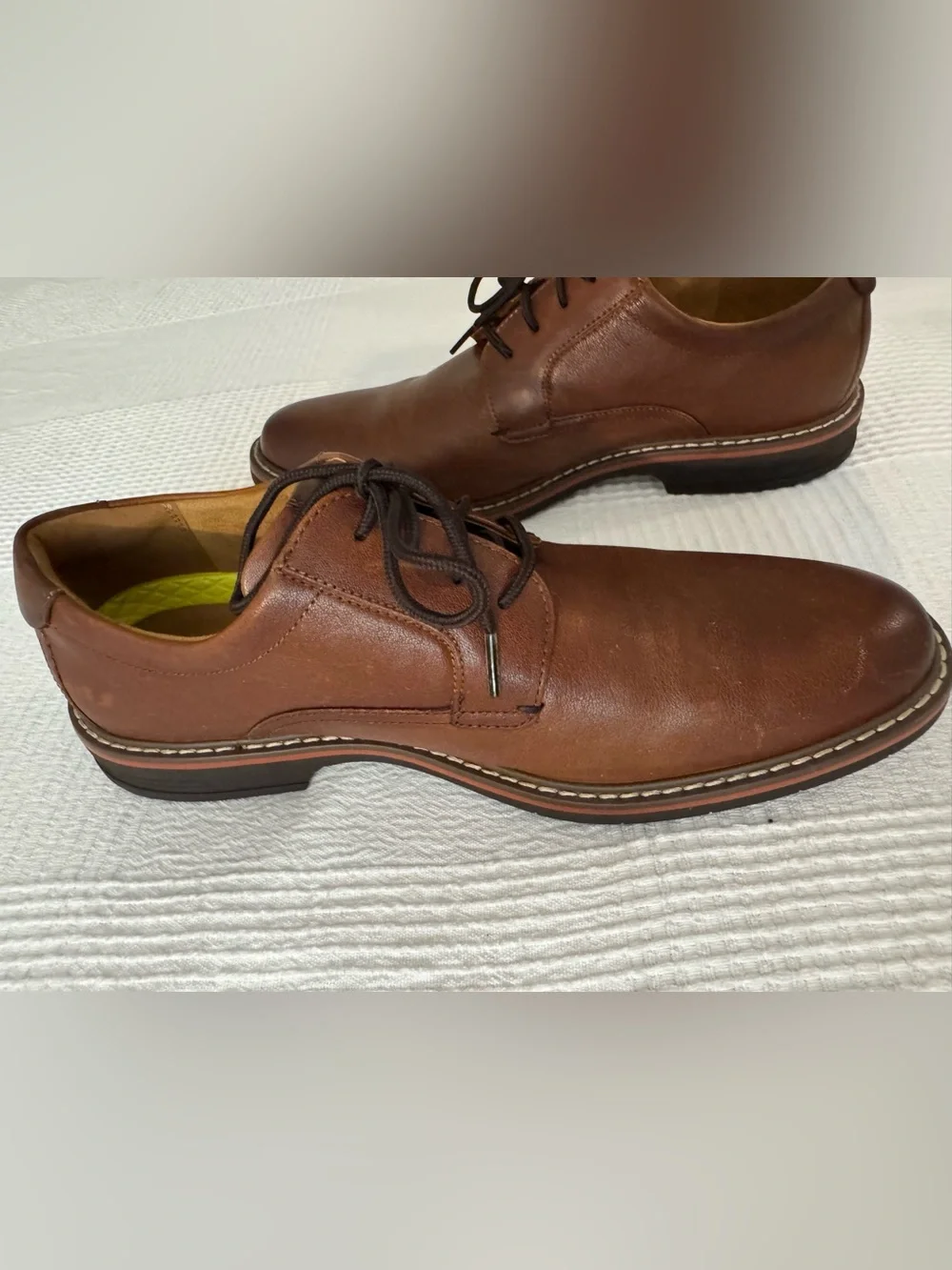 Florsheim Chestnut Brown Leather Derby Lace-Up Shoes